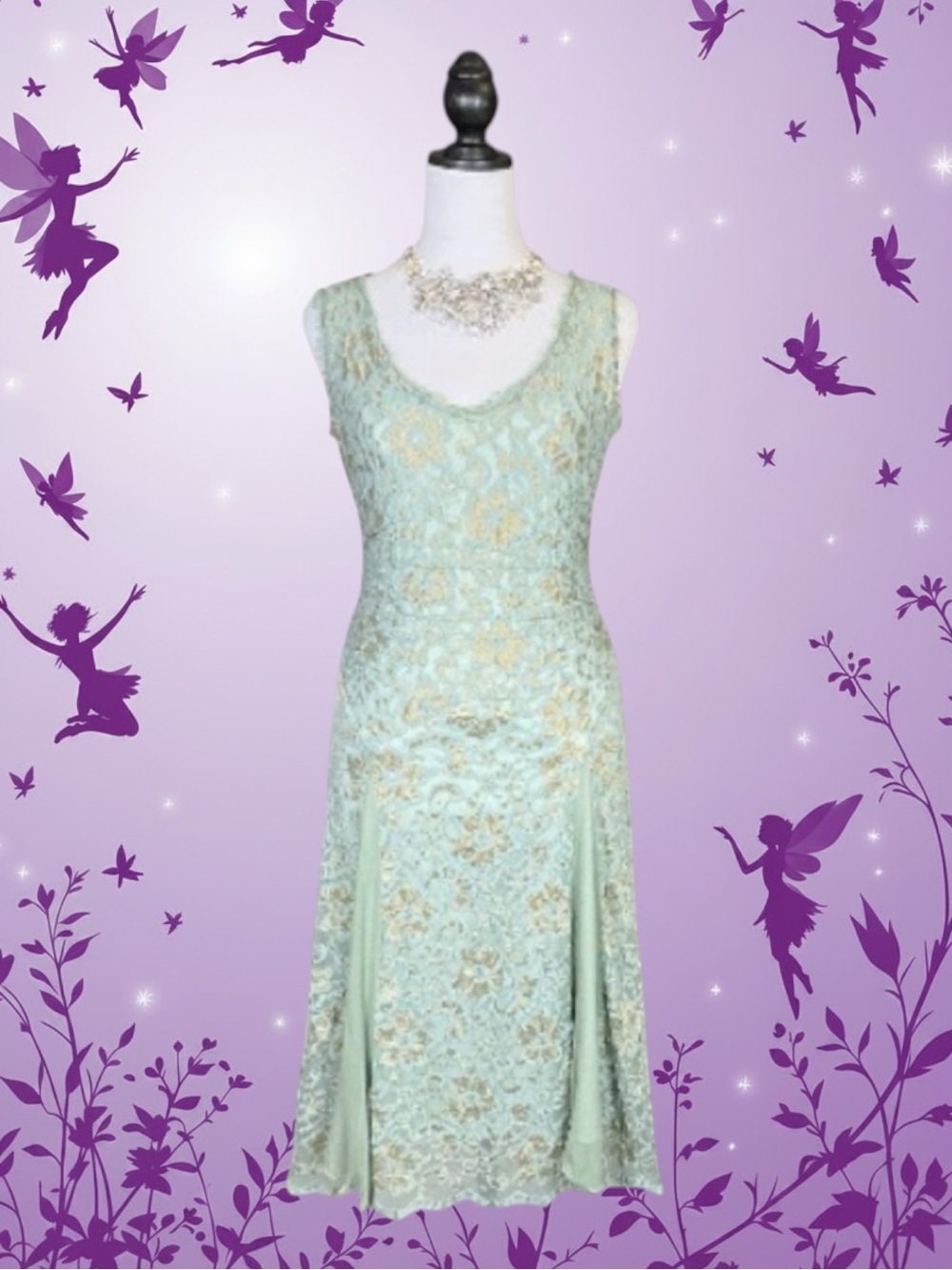 Vintage Heart Moon Star 90s Retro Glam Fairycore Coquette Old Hollywood Dress L